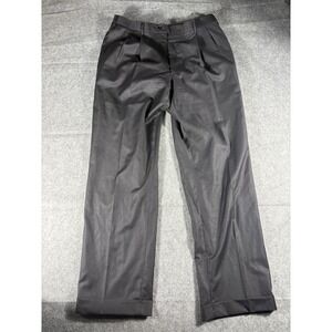 Jos A Bank Signature Gold Traditional Fit Black Pleated Cuffed Dress Pants 36x34